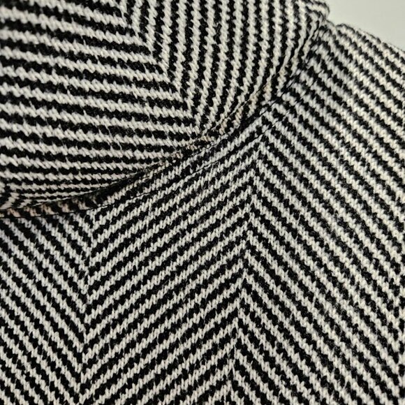 J. Crew Turtleneck Fleece Lined Sweater Black White Herringbone Small Chic - Picture 4 of 11